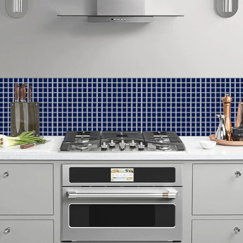 kitchen backsplash blue mosaic tile