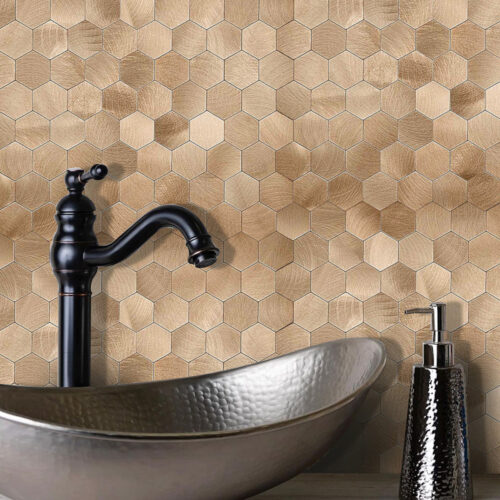 copper hexagon mosaic tiles