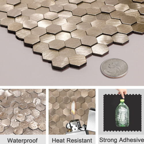 peel and stick copper honeycomb tile features