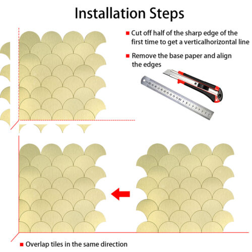 easy to install peel and stick fish scale copper tile