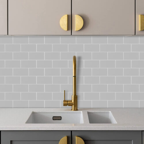 peel and stick grey subway tile backsplash kitchen