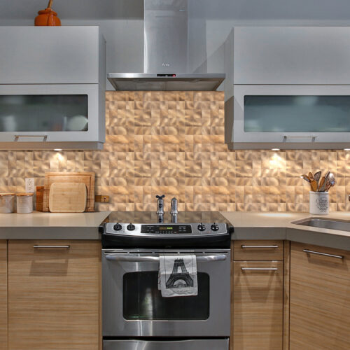 peel and stick copper mosaic tile backsplash kitchen