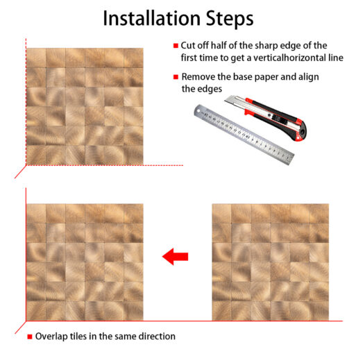 peel and stick copper mosaic tile installation steps