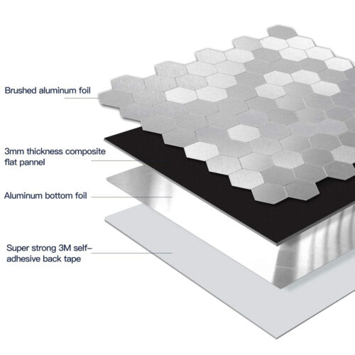 peel and stick stainless steel hexagon tile made of