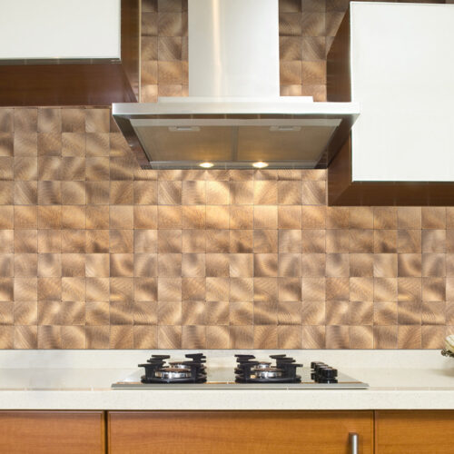 self adhesive square mosaic copper tile backsplash kitchen