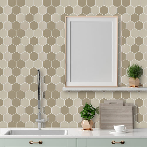 wall decoration beige hexagon mosaic tile