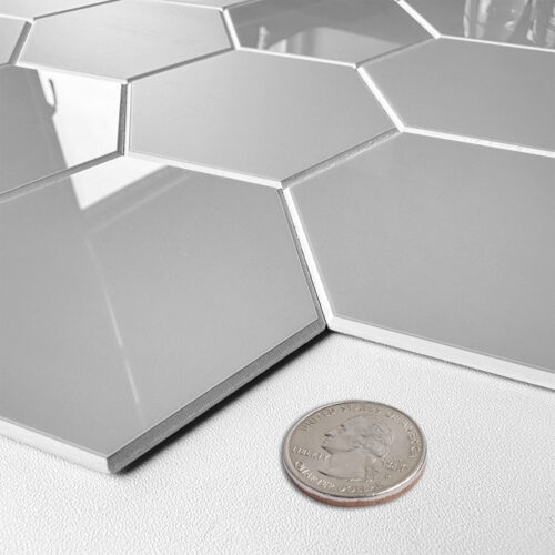 porcelain look grey hex mosaic composite tile