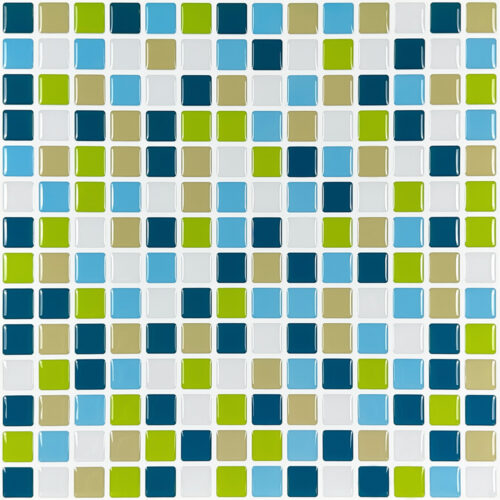 green and blue small square mosaic tile