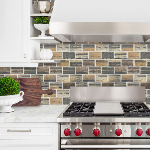 peel and stick wood tile backsplash kitchen