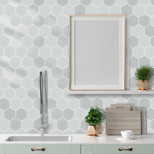 peel and stick hex porcelain mosaic tile