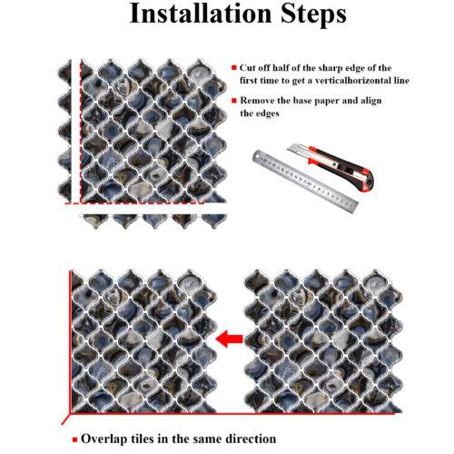 night marble peel and stick arabesque tile installation steps