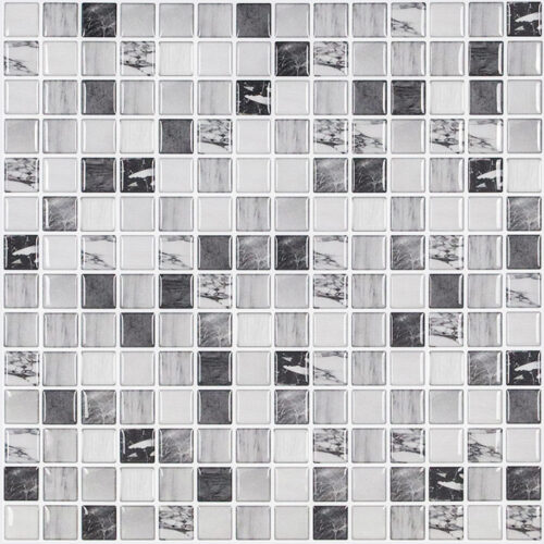 black and white marble square mosaic vinyl tile