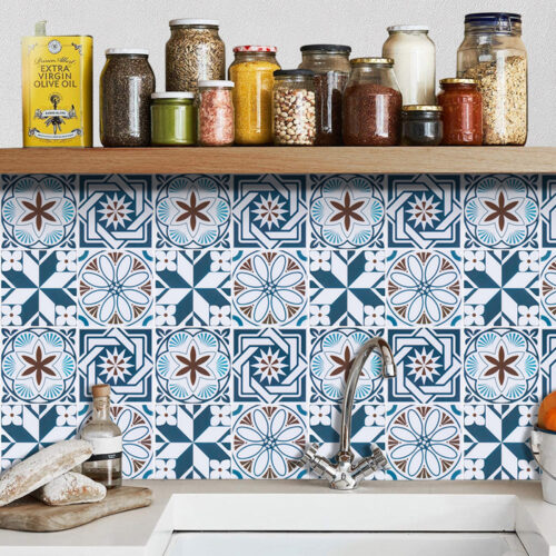 blue moroccan mosaic wall tile stickers