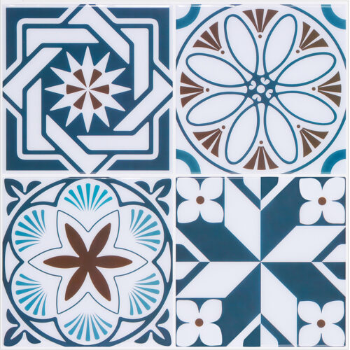 peel and stick blue moroccan vinyl tile