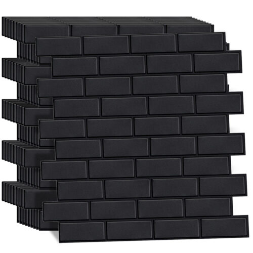 3d black brick tile stickers