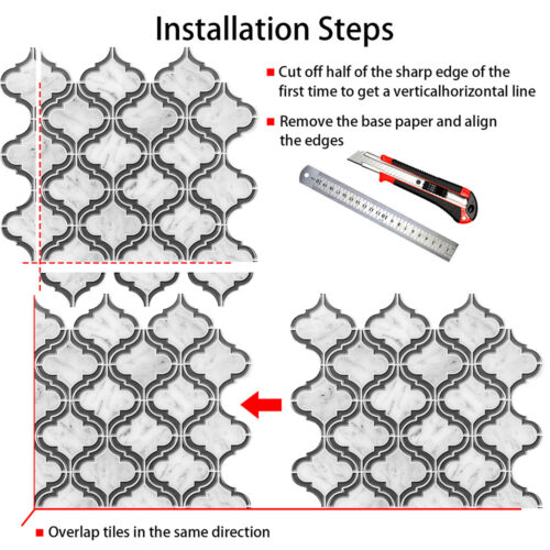 easy to install peel and stick gray arabesque vinyl tile