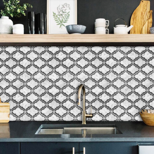 peel and stick gray arabesque kitchen backsplash vinyl tile