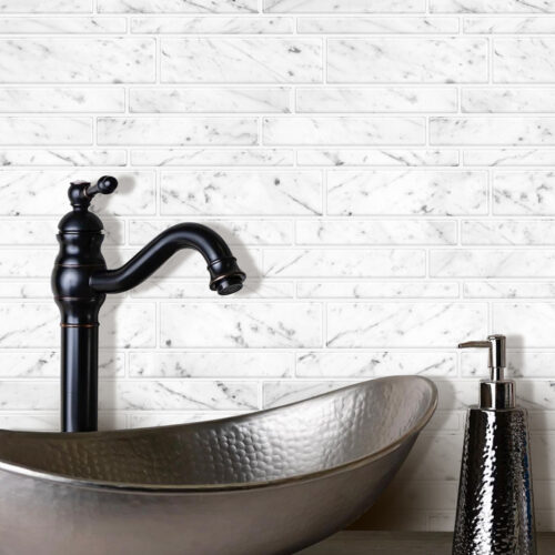 bathroom backsplash white carrara marble tiles