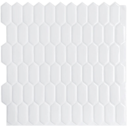 pure white elongated vinyl tile