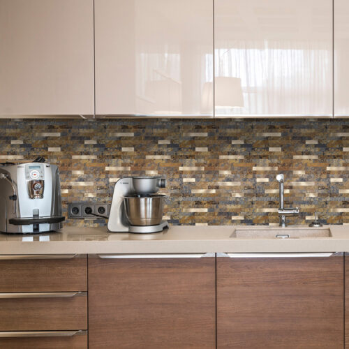 kitchen backsplash self adhesive rust brown strip mosaic tile