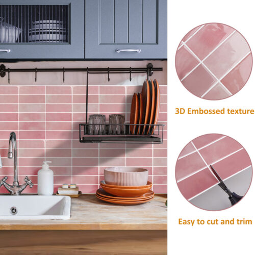 kitchen backsplash 3d brick pink tile