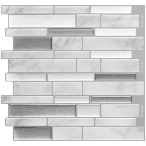 grey marble vinyl tile backsplash