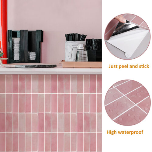 kitchen island wall decoration peel and stick pink brick tiles