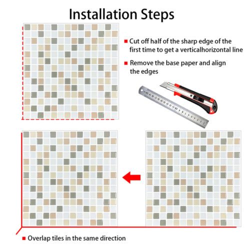 stick on square mosaics installation steps